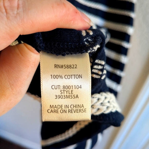 Max Studio Embroidered Shift Dress Nautical Navy and White Classic 100% Cotton - Picture 6 of 7